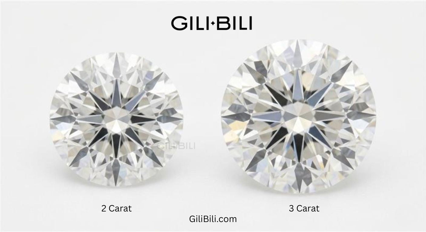 How Big Is a 2 Carat vs 3 Carat Diamond? Size in MM & On-Hand Look