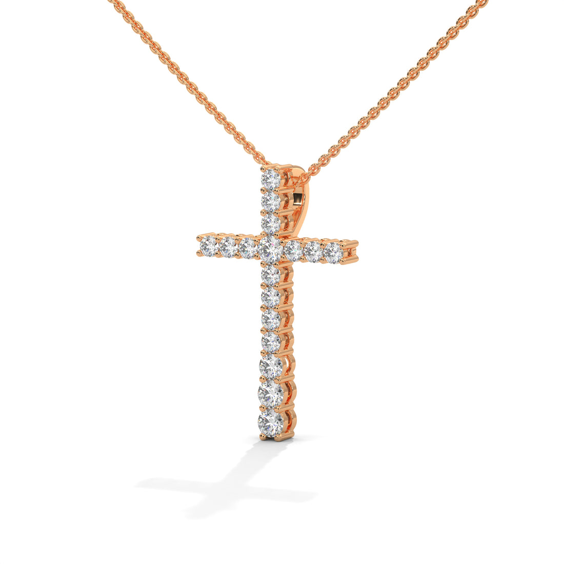 Lab diamond cross necklace