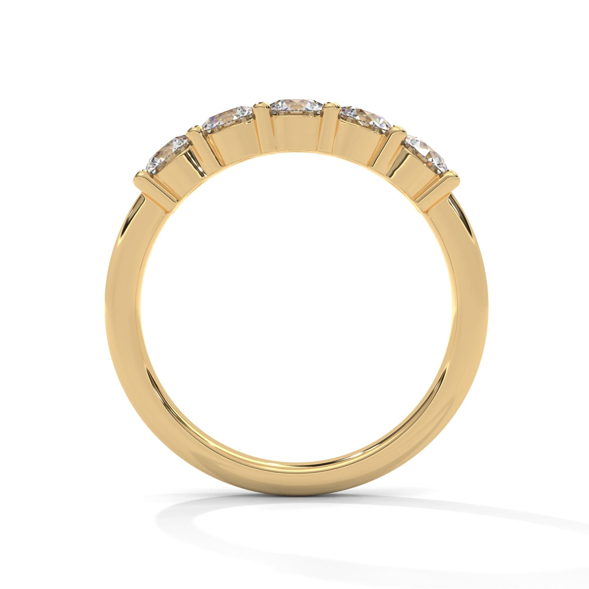 Gold ring with diamonds on a white background