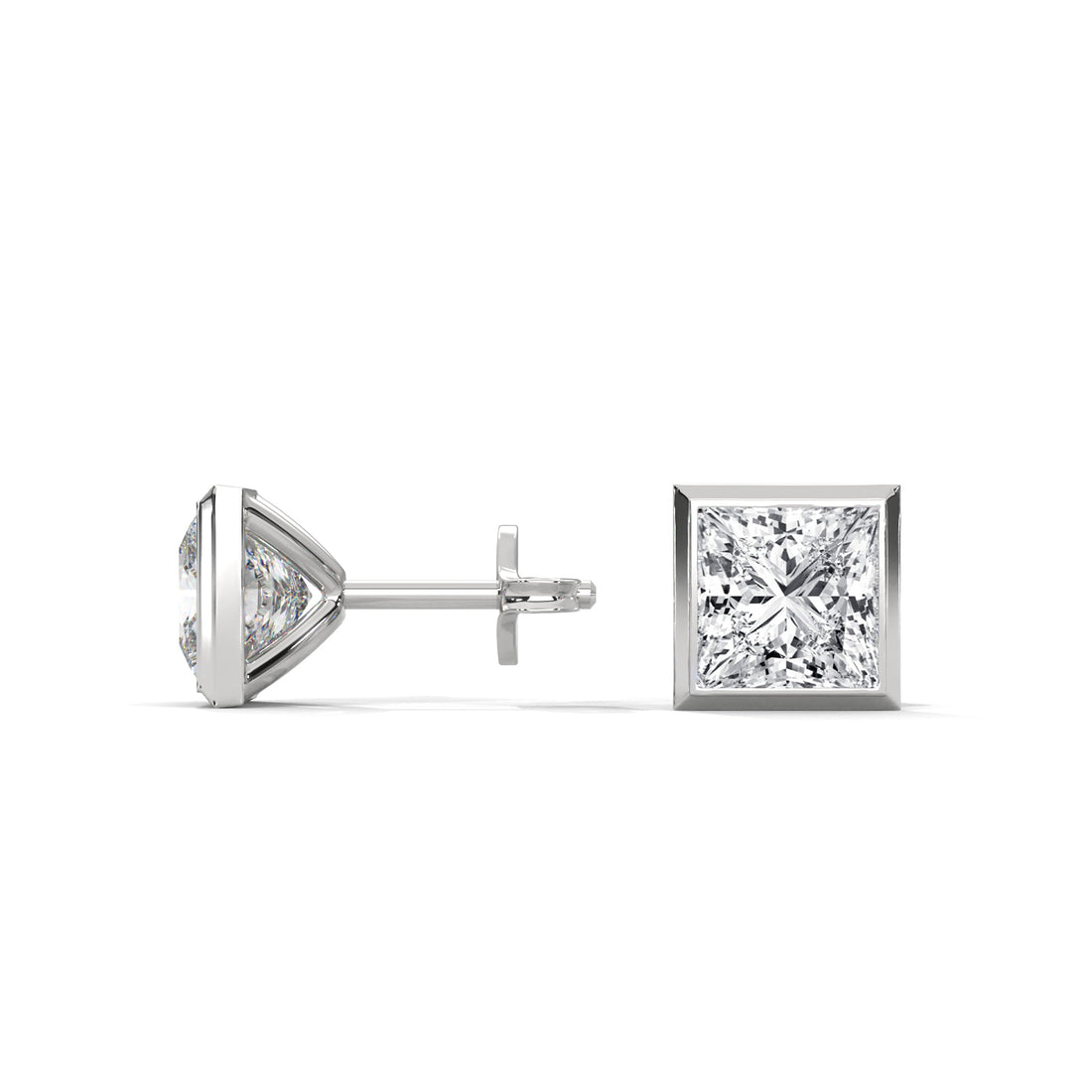 Diamond stud earrings on a white background