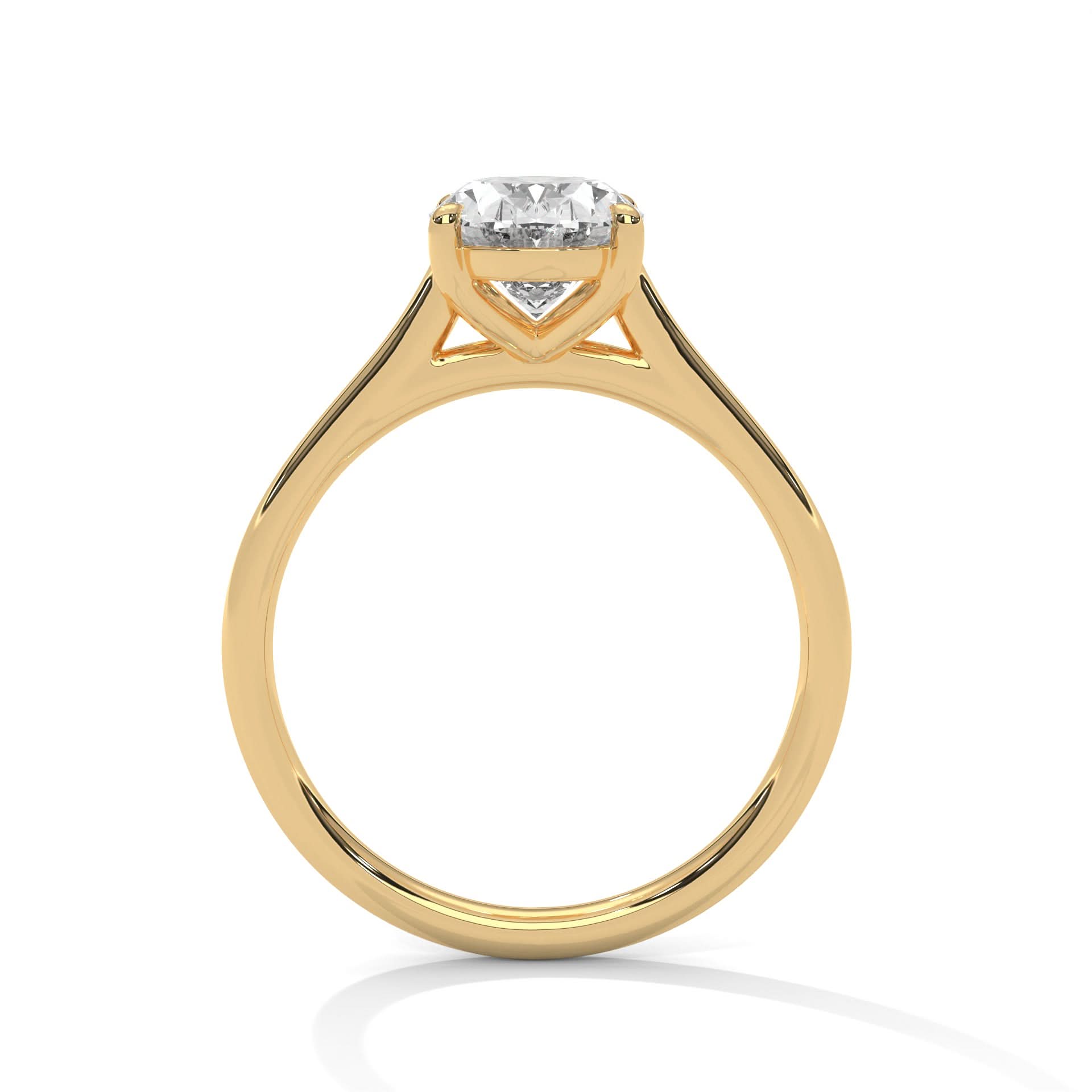 Gold ring with a diamond on a white background