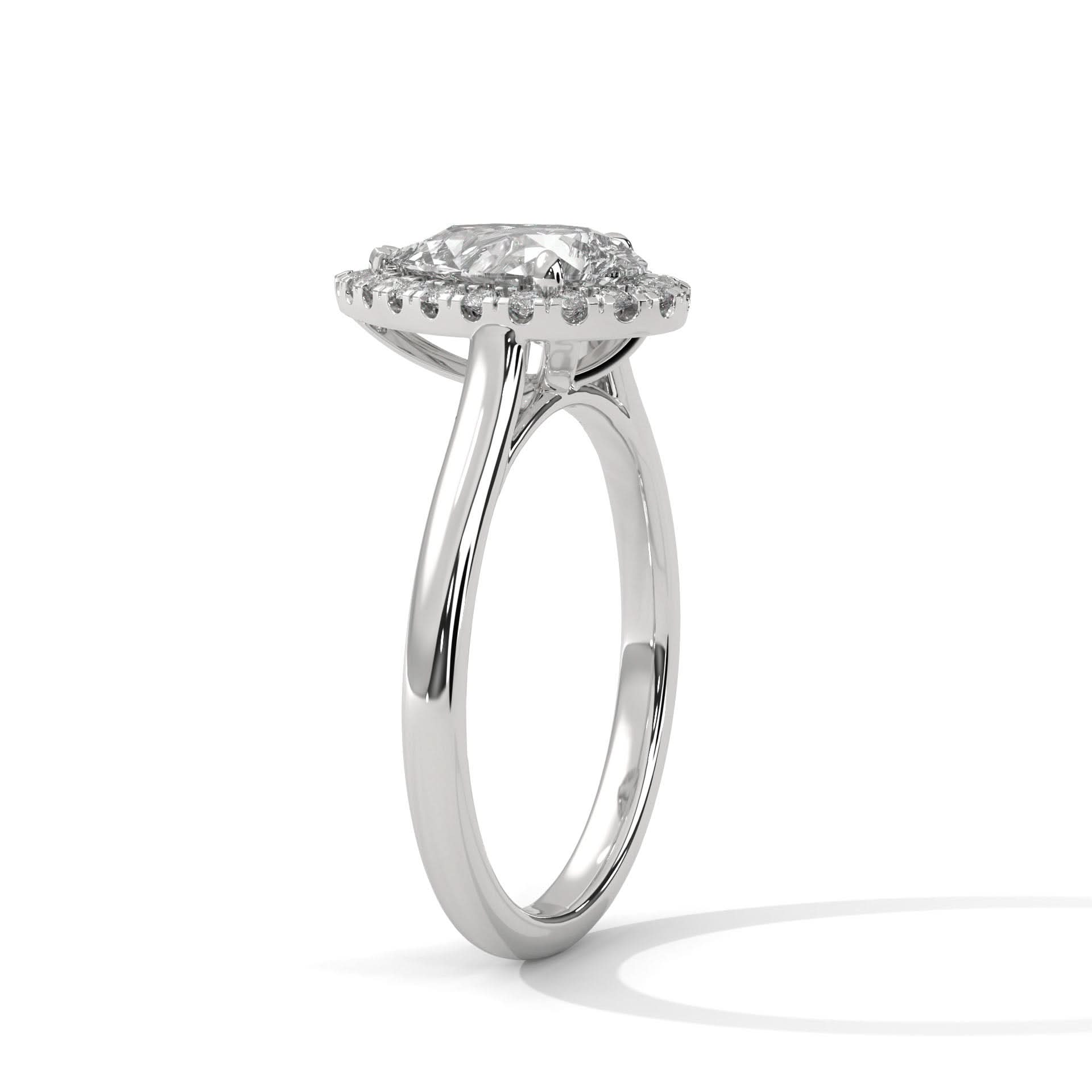 14KT White gold pear diamond halo ring
