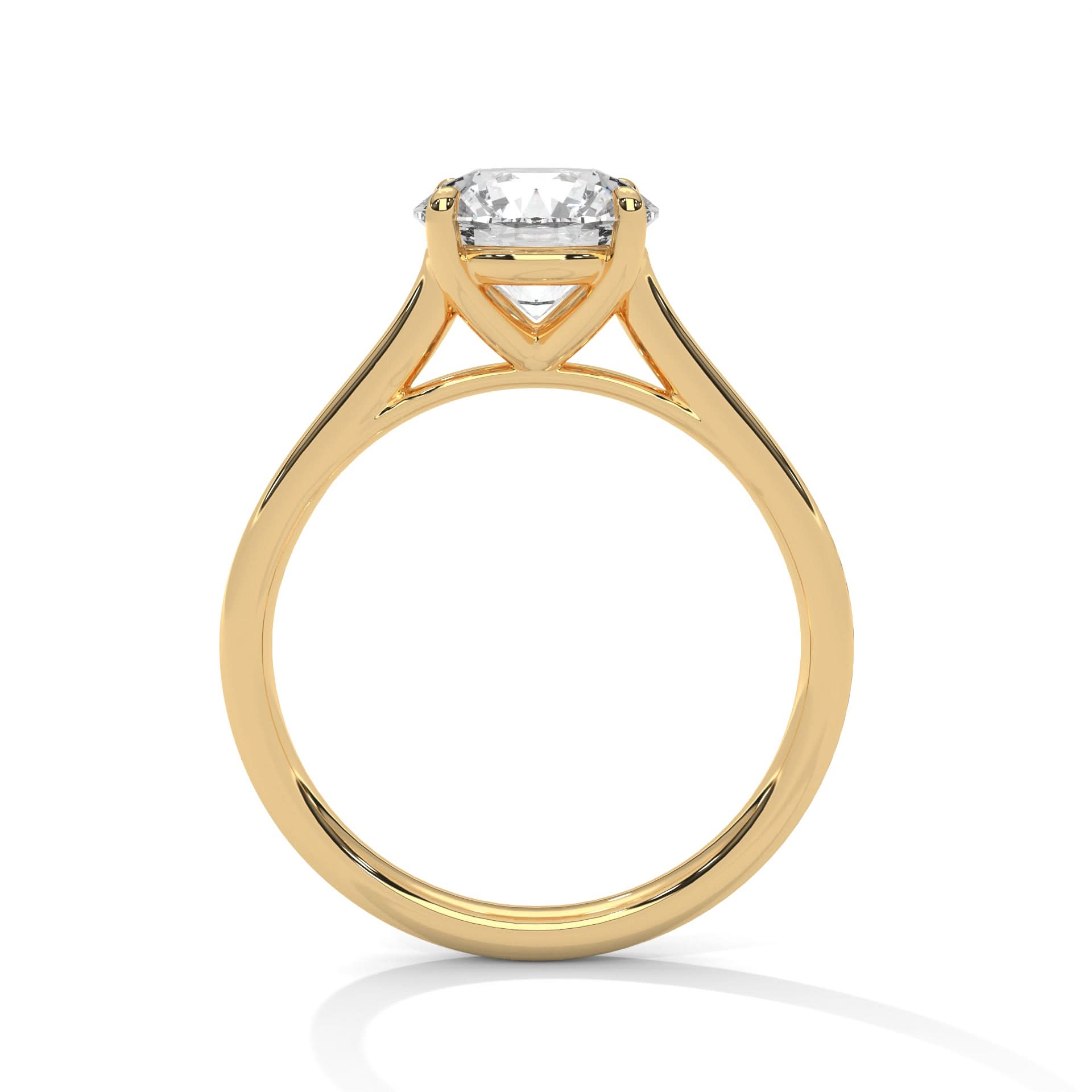 Gold ring with a diamond on a white background