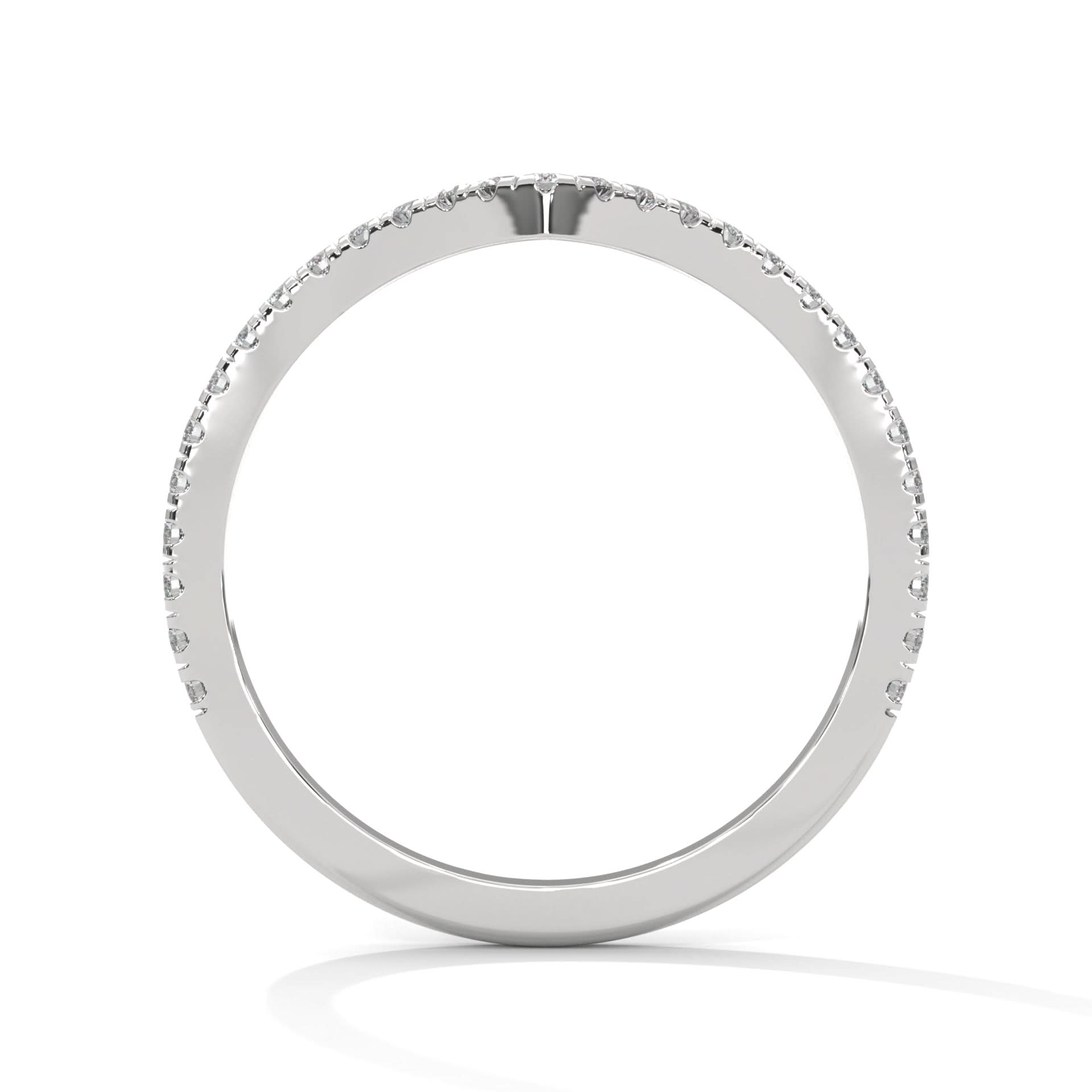 14KT Curved Band for women in White Gold