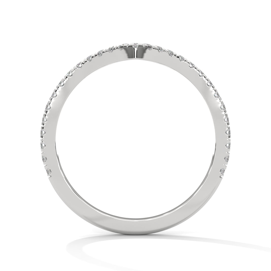 14KT Curved Band for women in White Gold