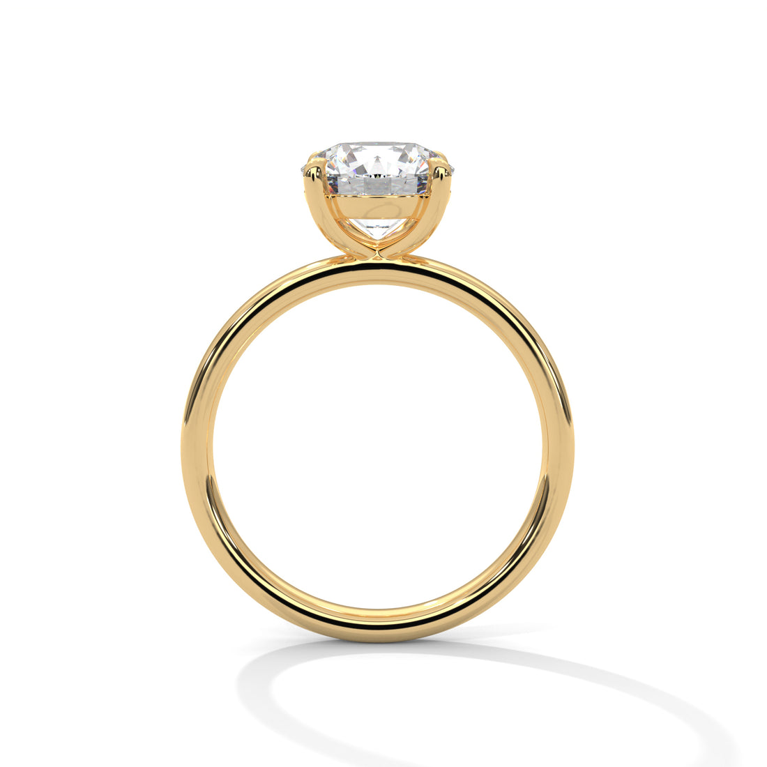 Gold ring with a diamond on a white background