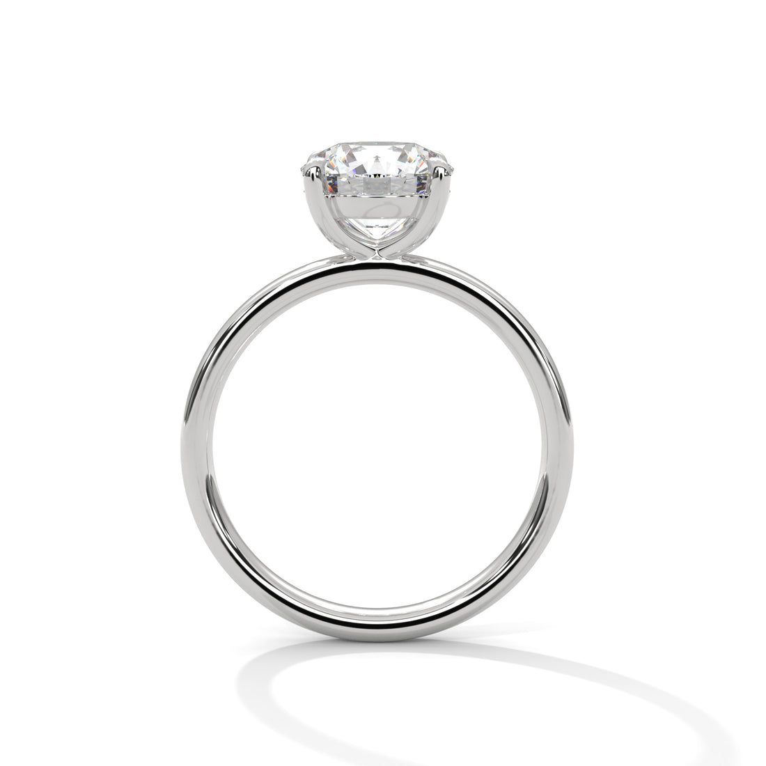 Silver ring with a diamond on a white background