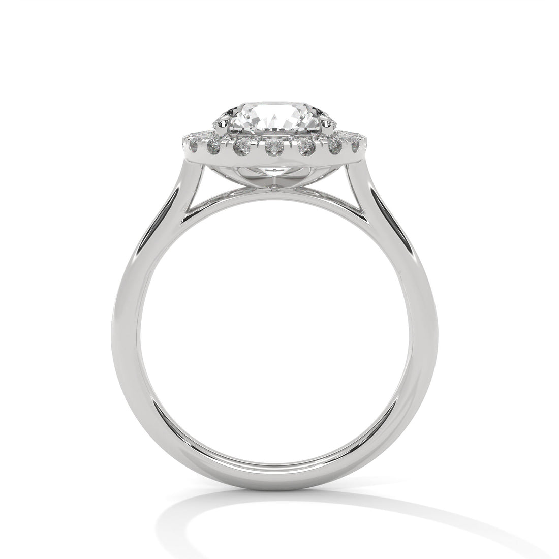 white gold ring with a diamond on a white background