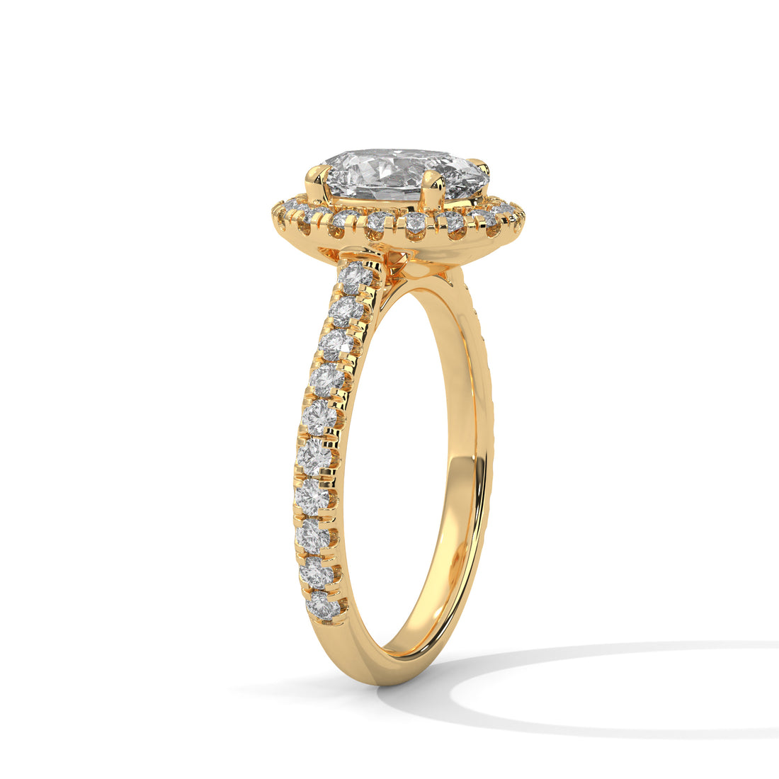 14 KT Gold ring with Lab diamond accents on a white background