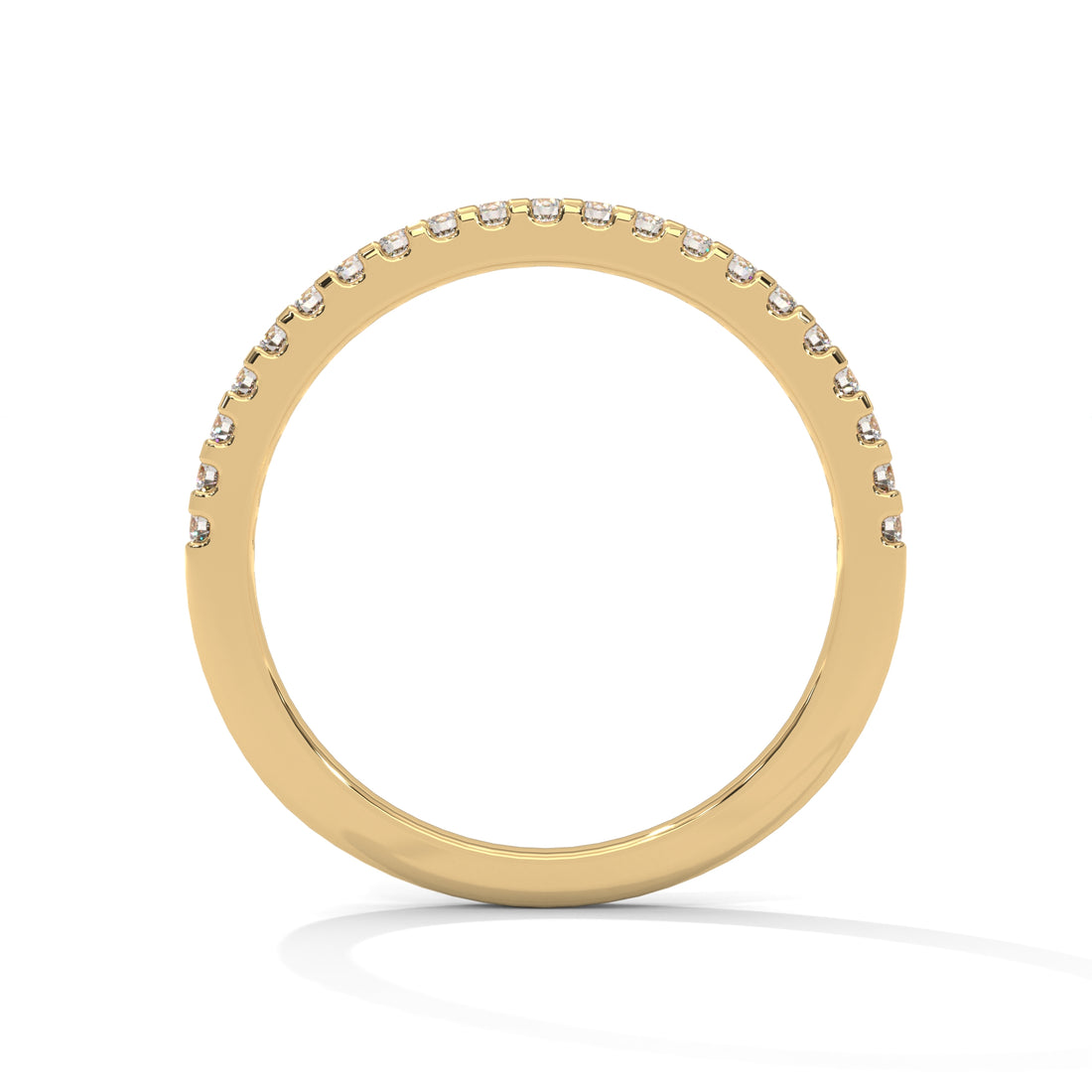 Gold ring with small diamonds on a white background