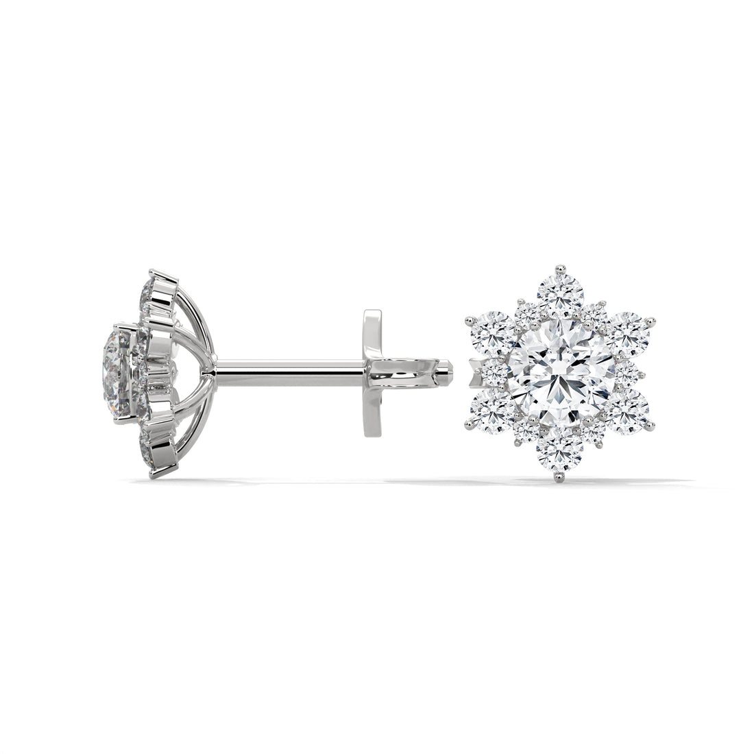 Diamond earrings on a white background