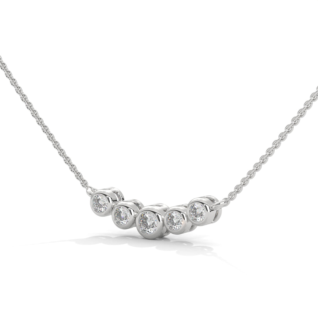 Lab diamond five stone necklace
