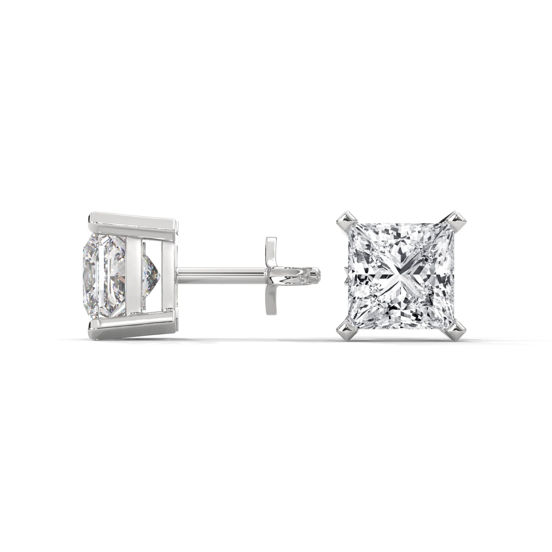 Diamond stud earrings on a white background