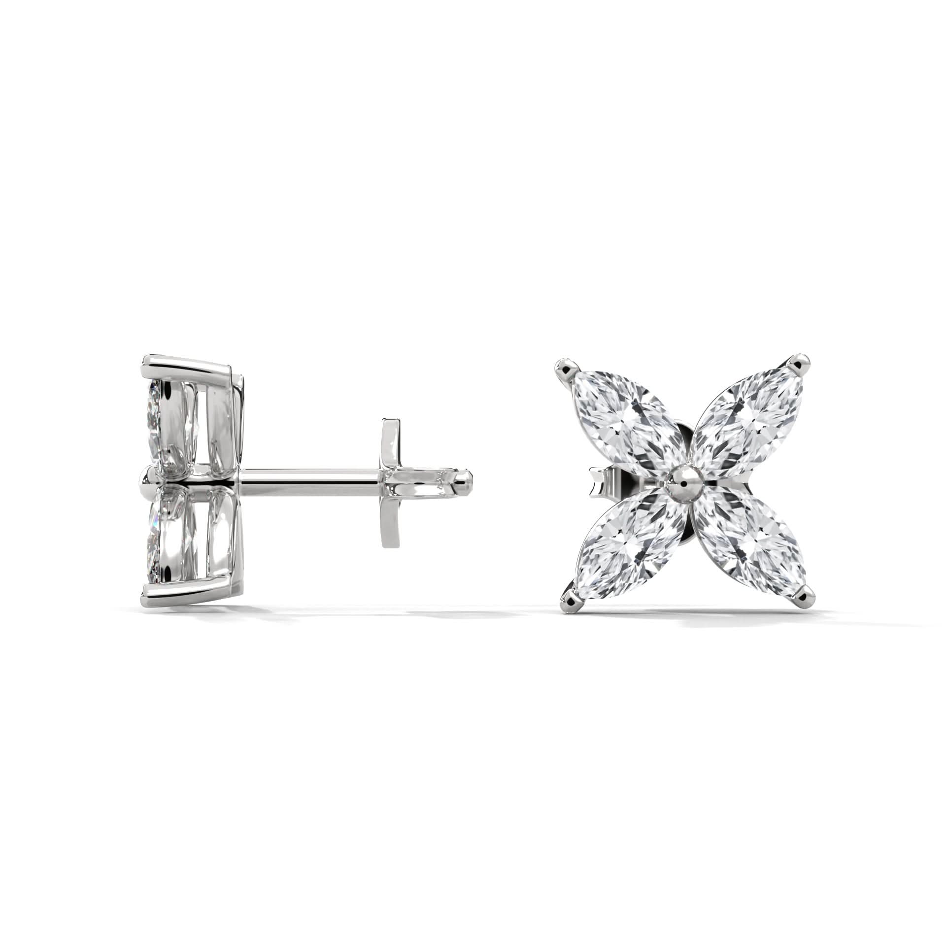 Diamond stud earrings on a white background