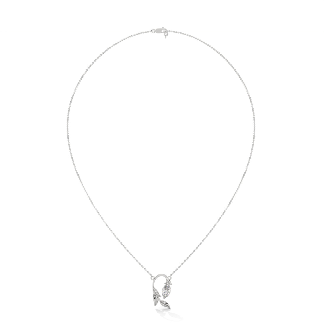 Silver necklace with a delicate pendant on a white background