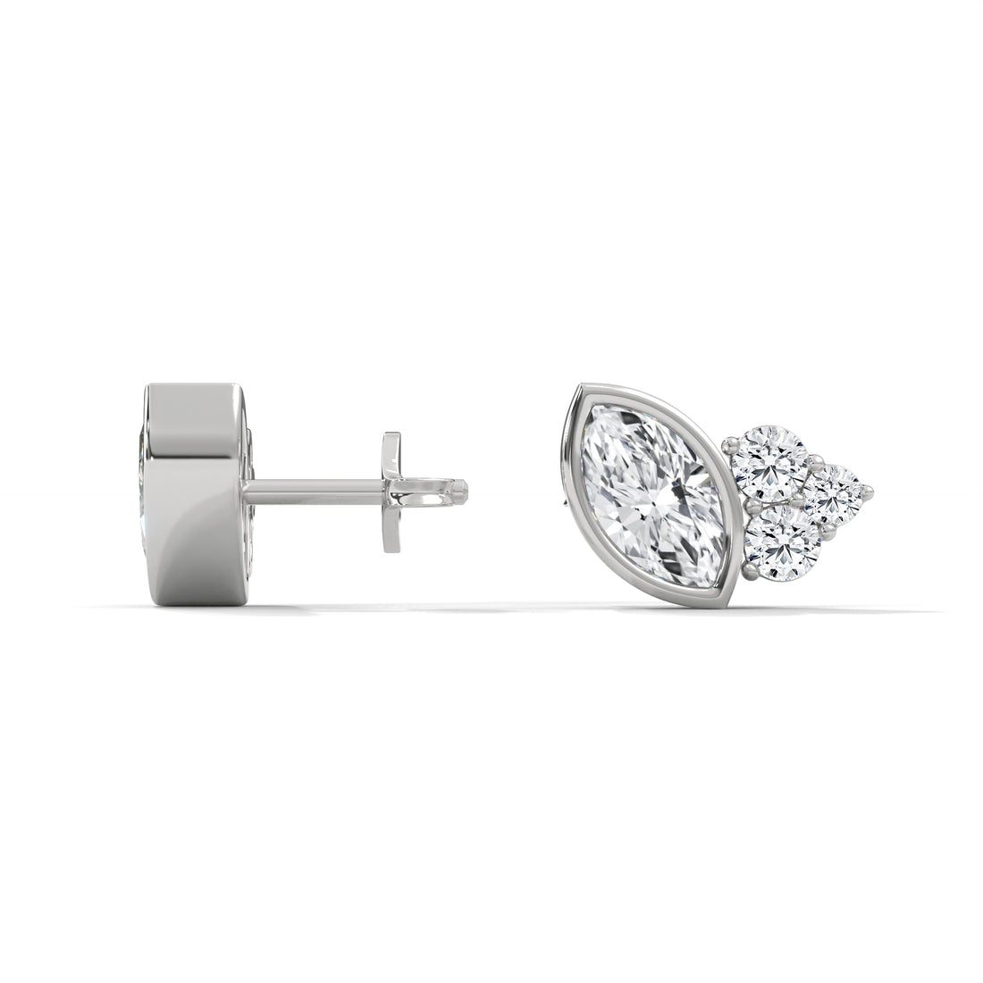 Diamond stud earrings on a white background