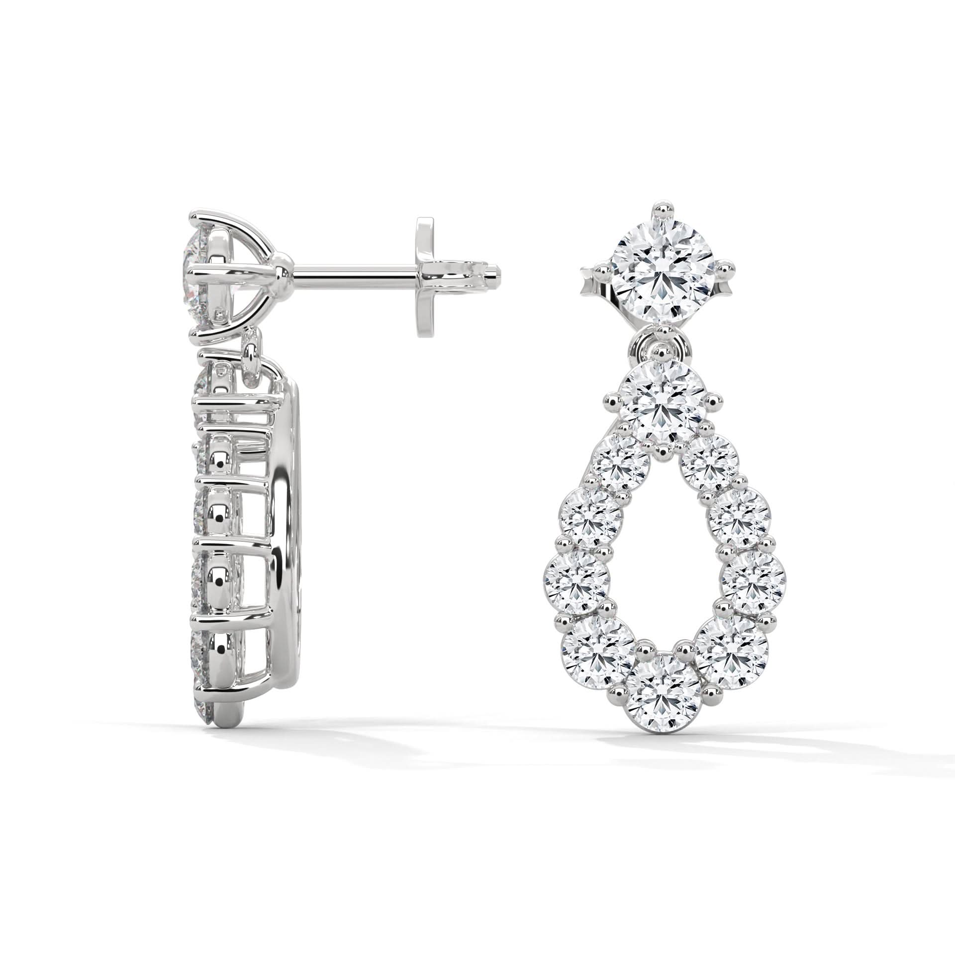Pair of diamond earrings on a white background