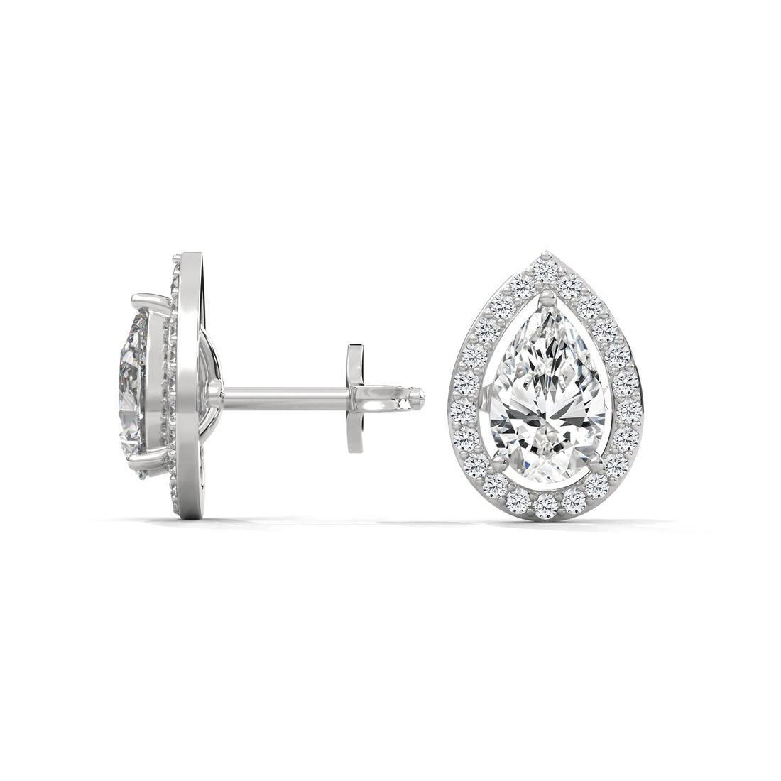 Diamond earrings on a white background