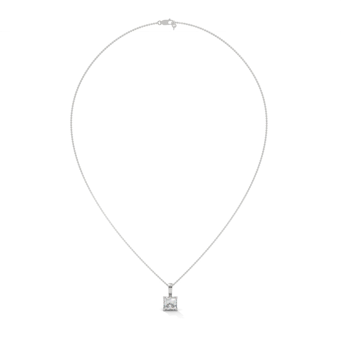 Necklace with a square pendant on a white background