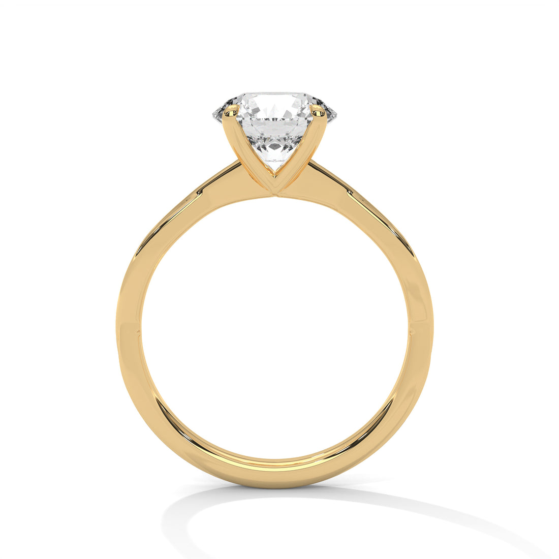 Gold ring with a diamond on a white background