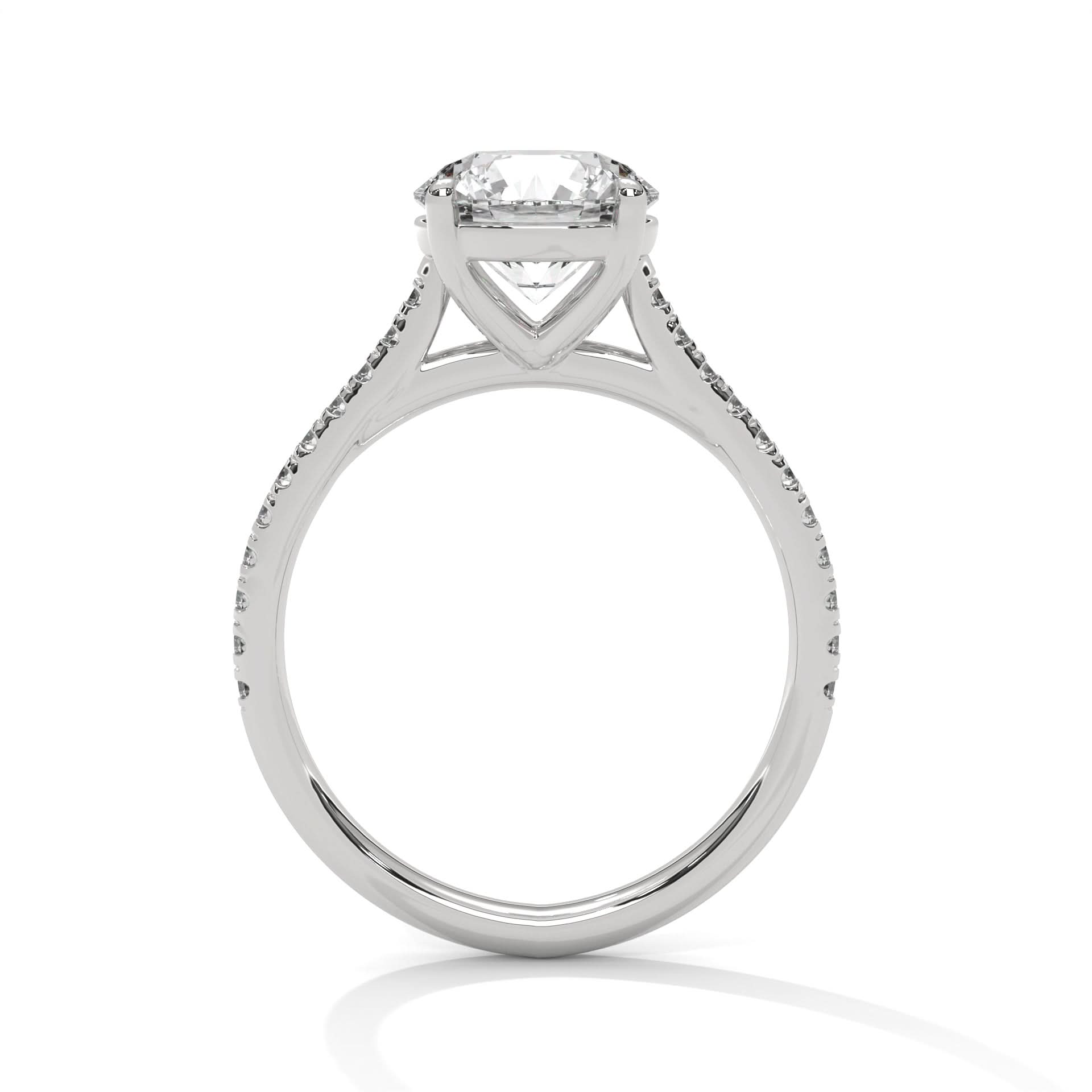 Silver ring with a diamond on a white background