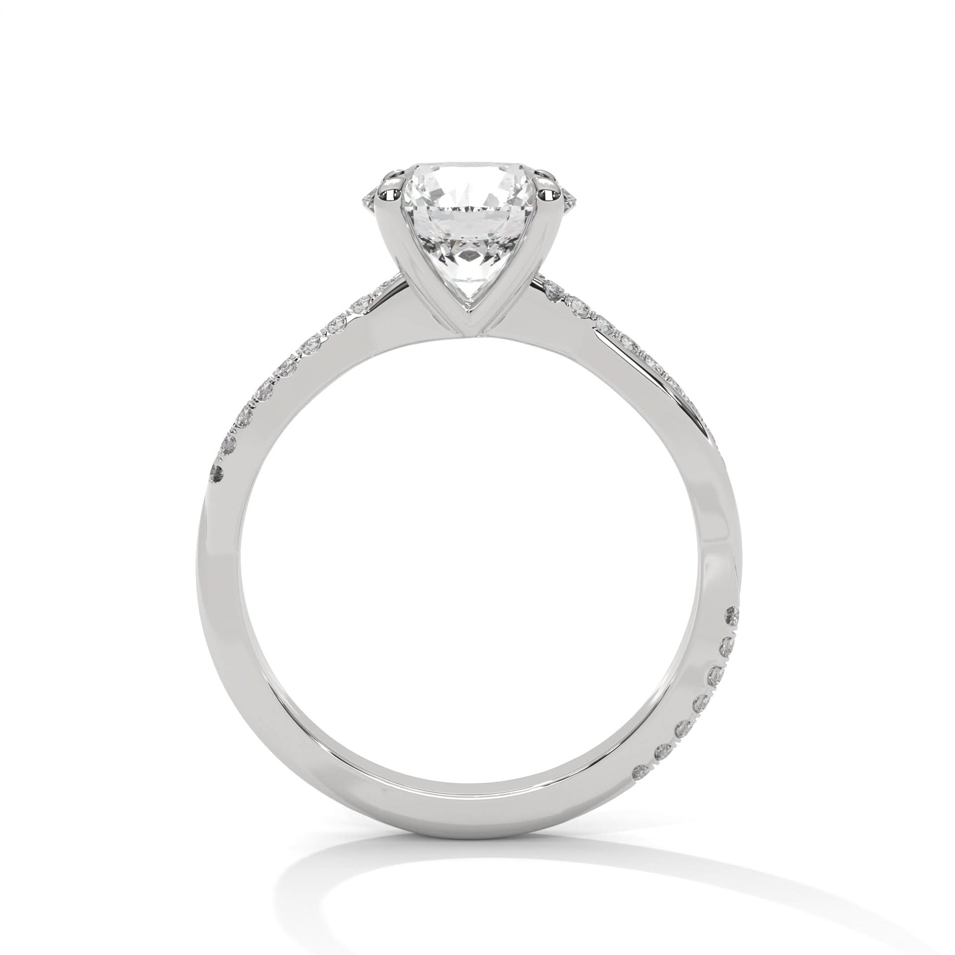 Diamond ring with a clear gemstone on a white background