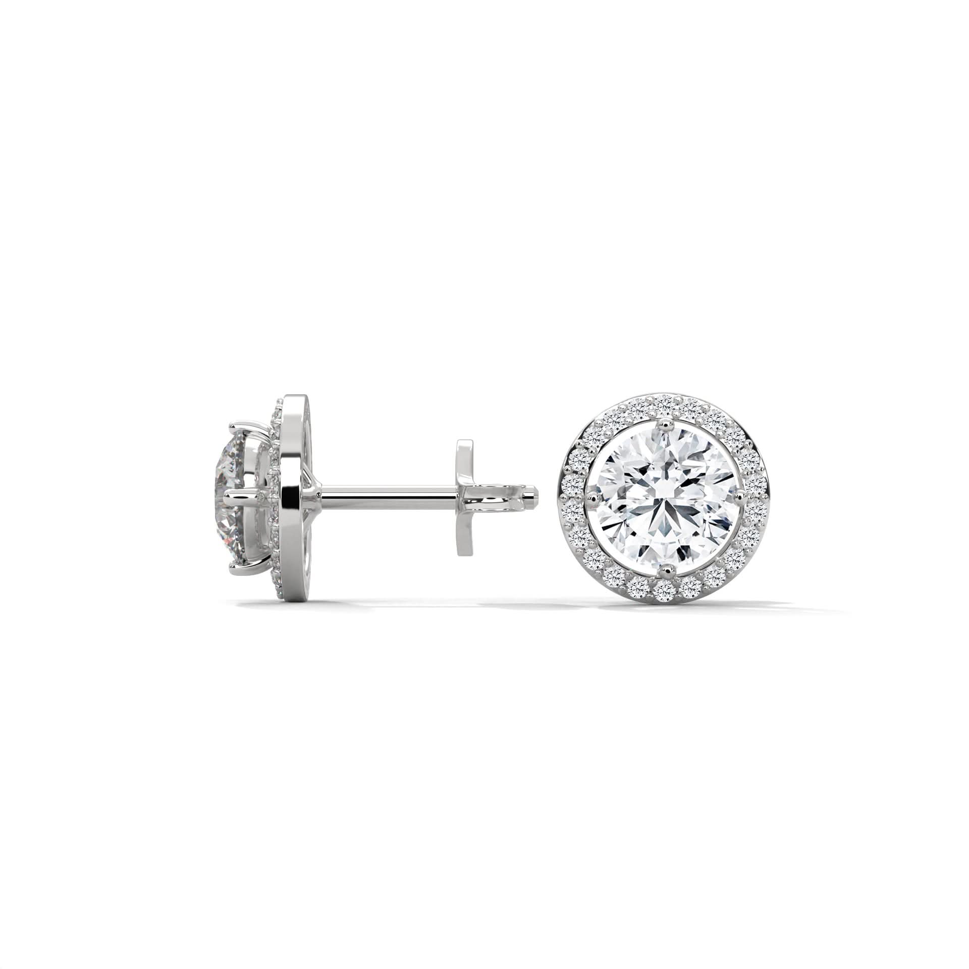 Diamond stud earrings on a white background