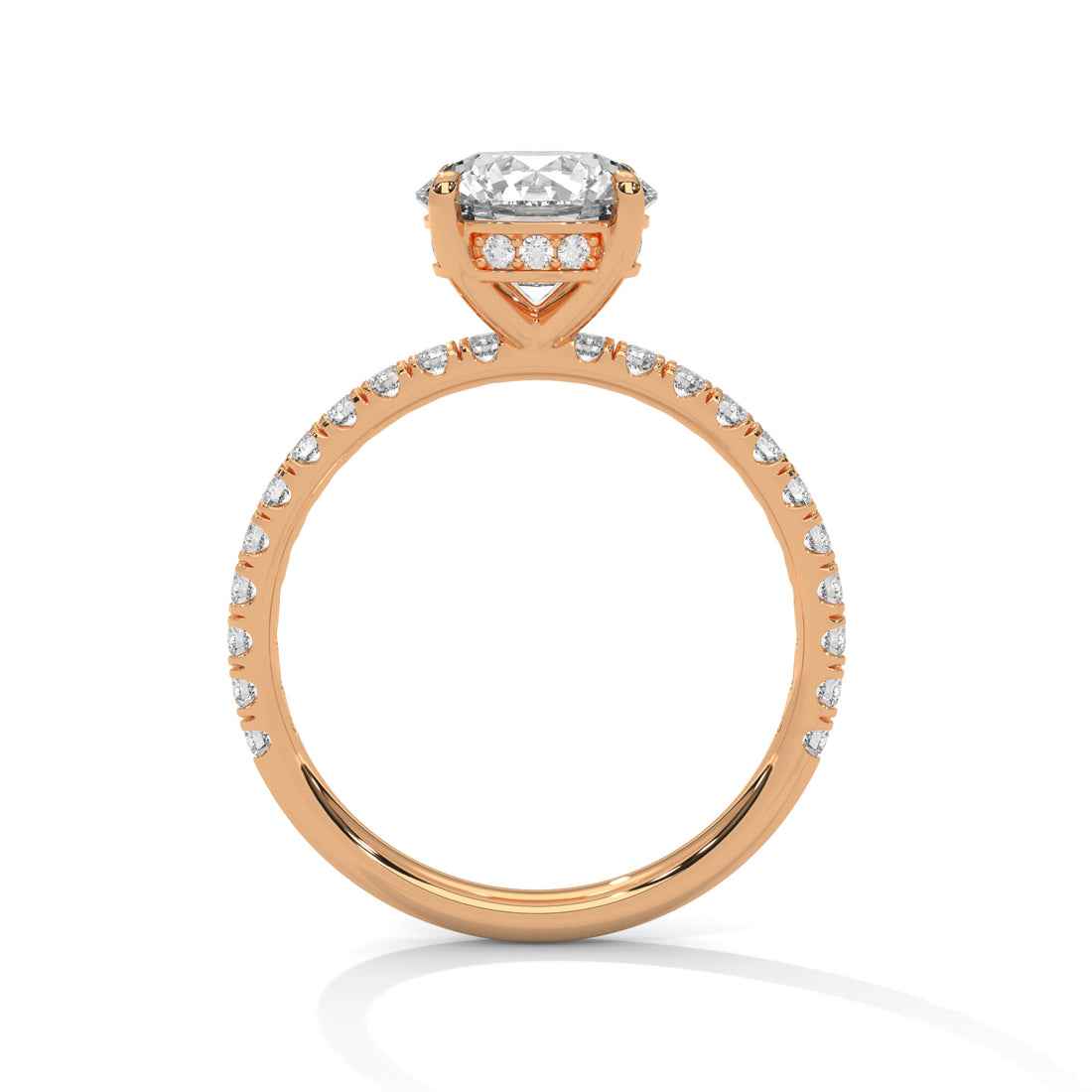 14KT Round Hidden Halo Lab Diamond Engagement Ring with Rose Gold