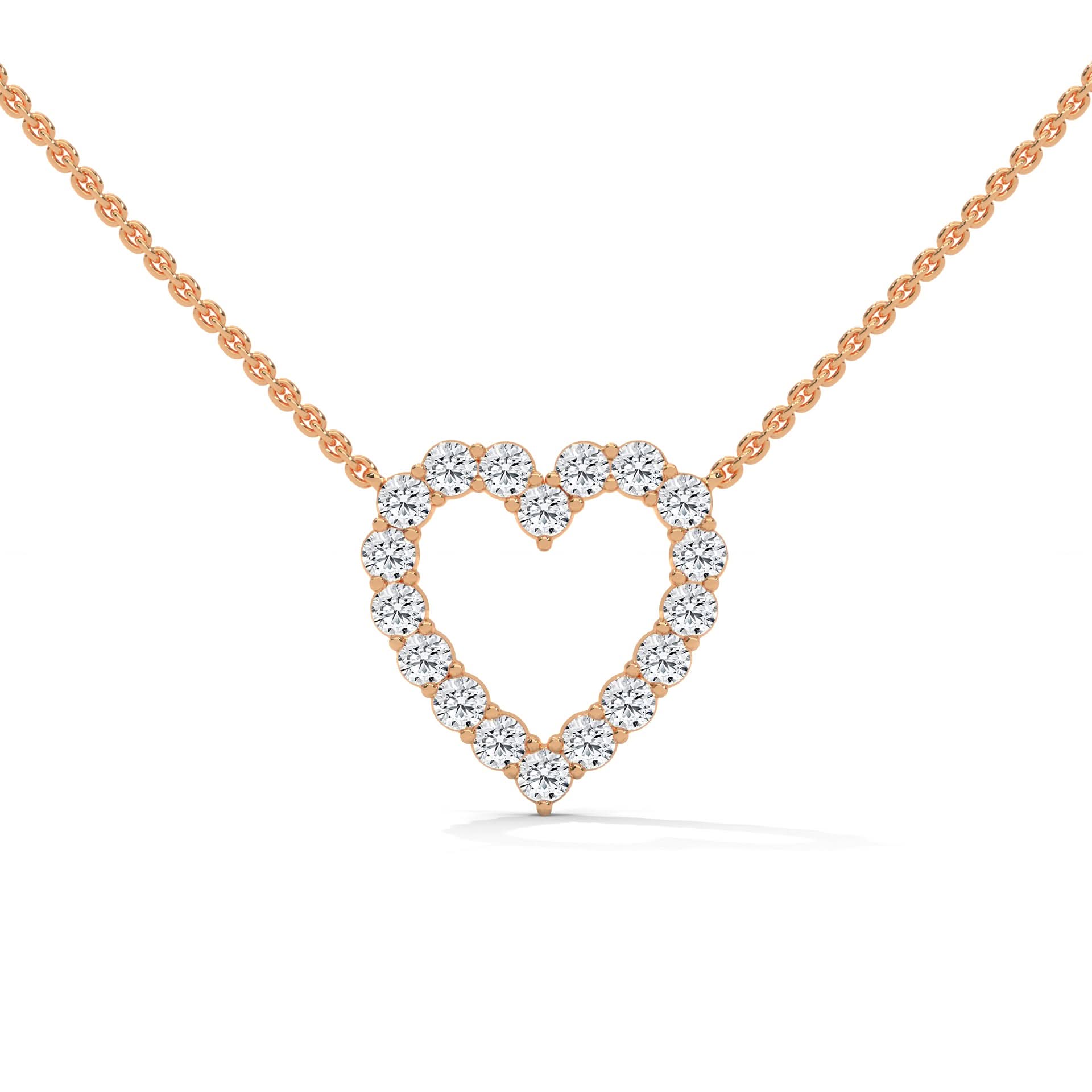 Rose gold heart-shaped necklace with Lab diamonds 