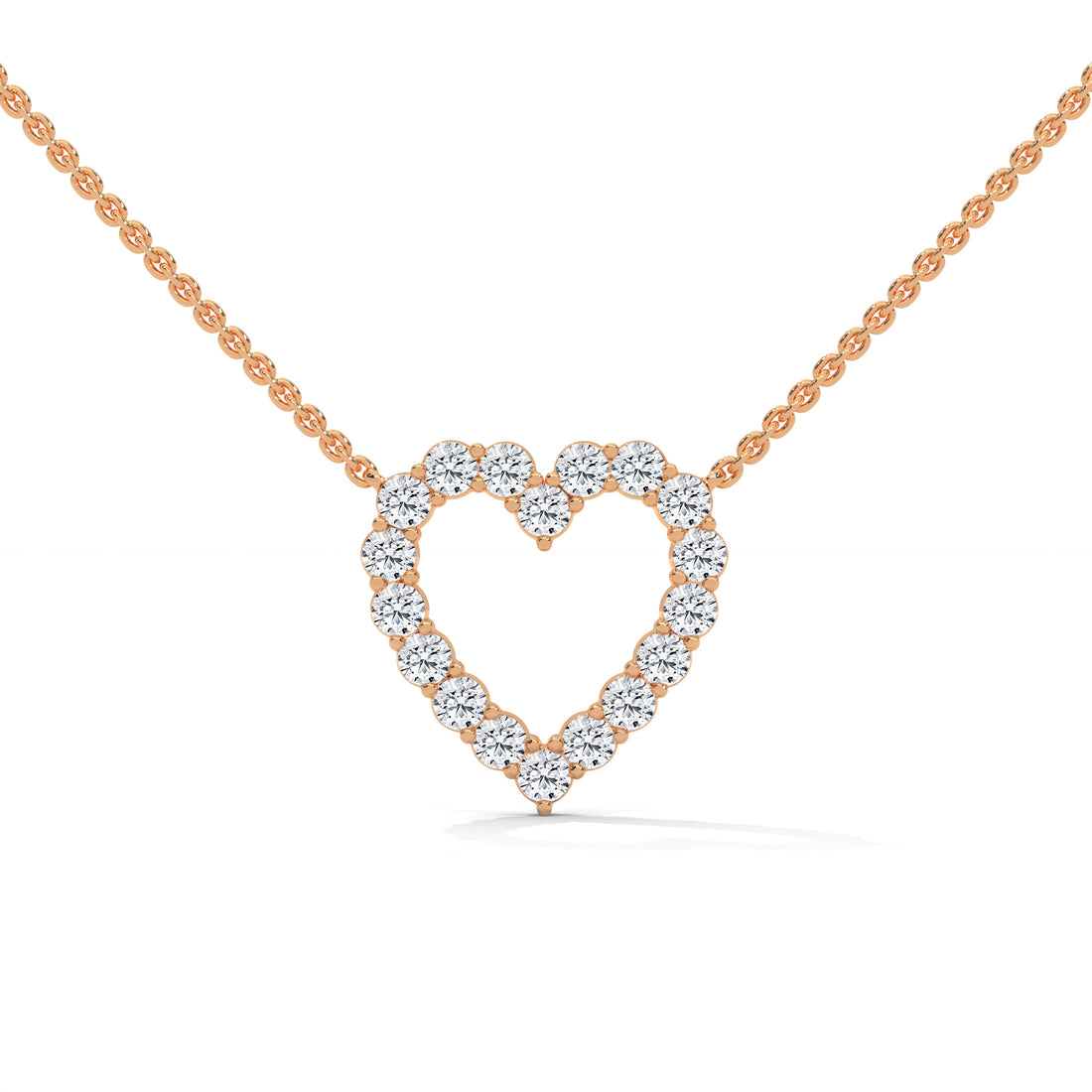 Rose gold heart-shaped necklace with Lab diamonds 