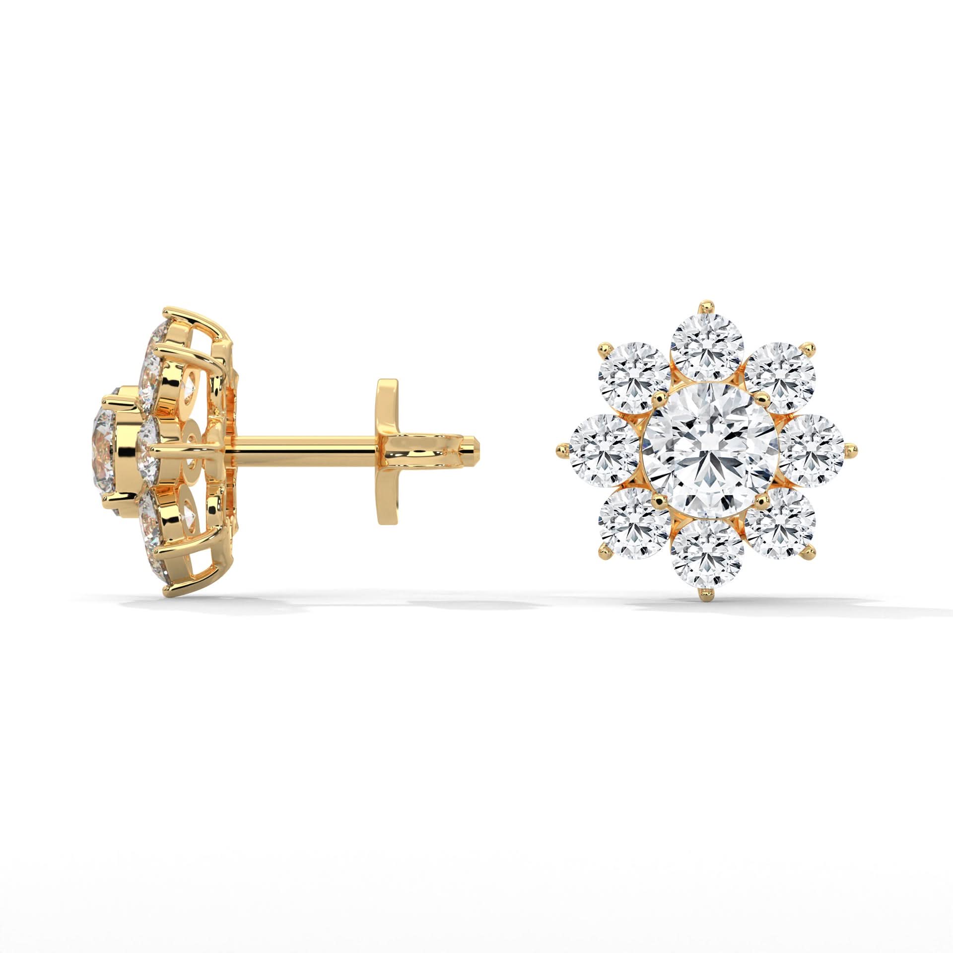 Sunburst Lab Gown Diamond Stud Earrings