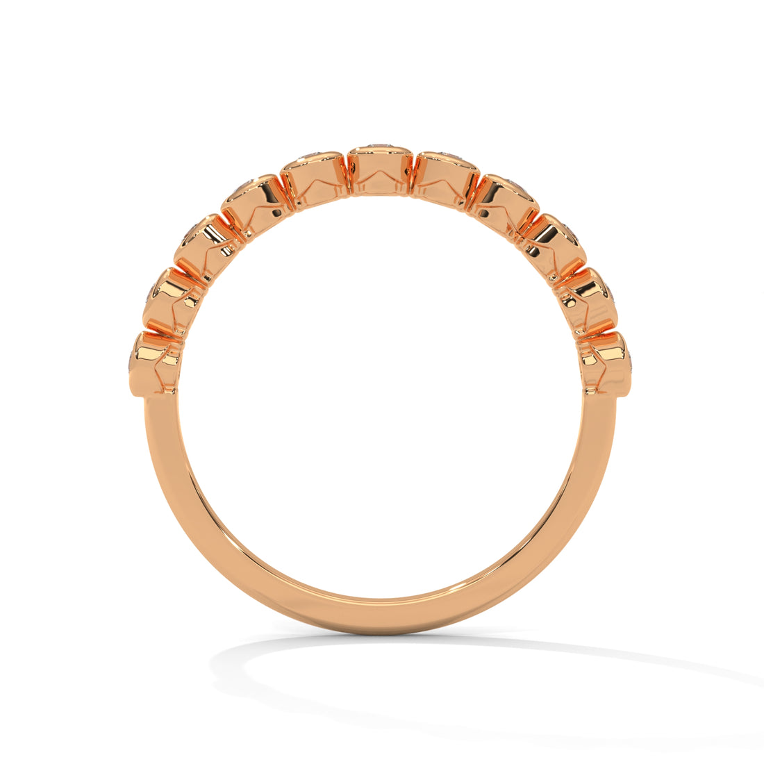18KT Bezel Set Round Lab Diamond Eternity Band With Rose Gold