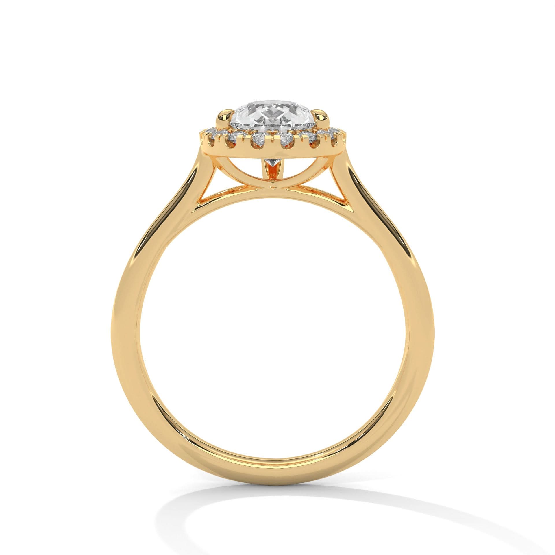 18KT Gold ring with a diamond on a white background