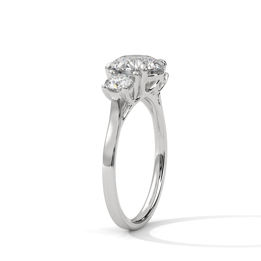 three stone ring in white gold