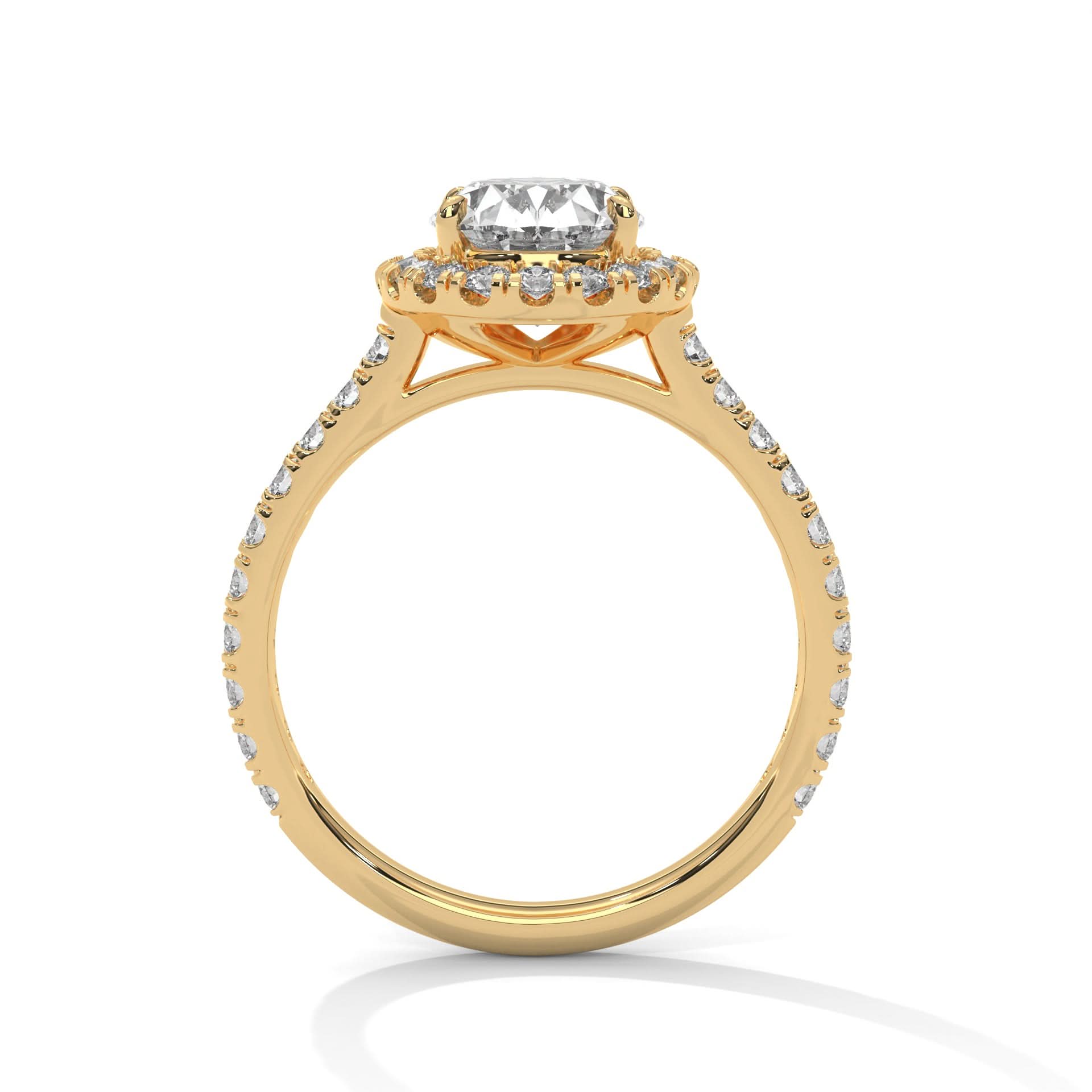 18KT Gold ring with a Oval Lab diamond on a white background