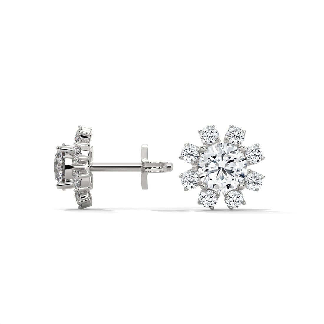 Diamond earrings on a white background