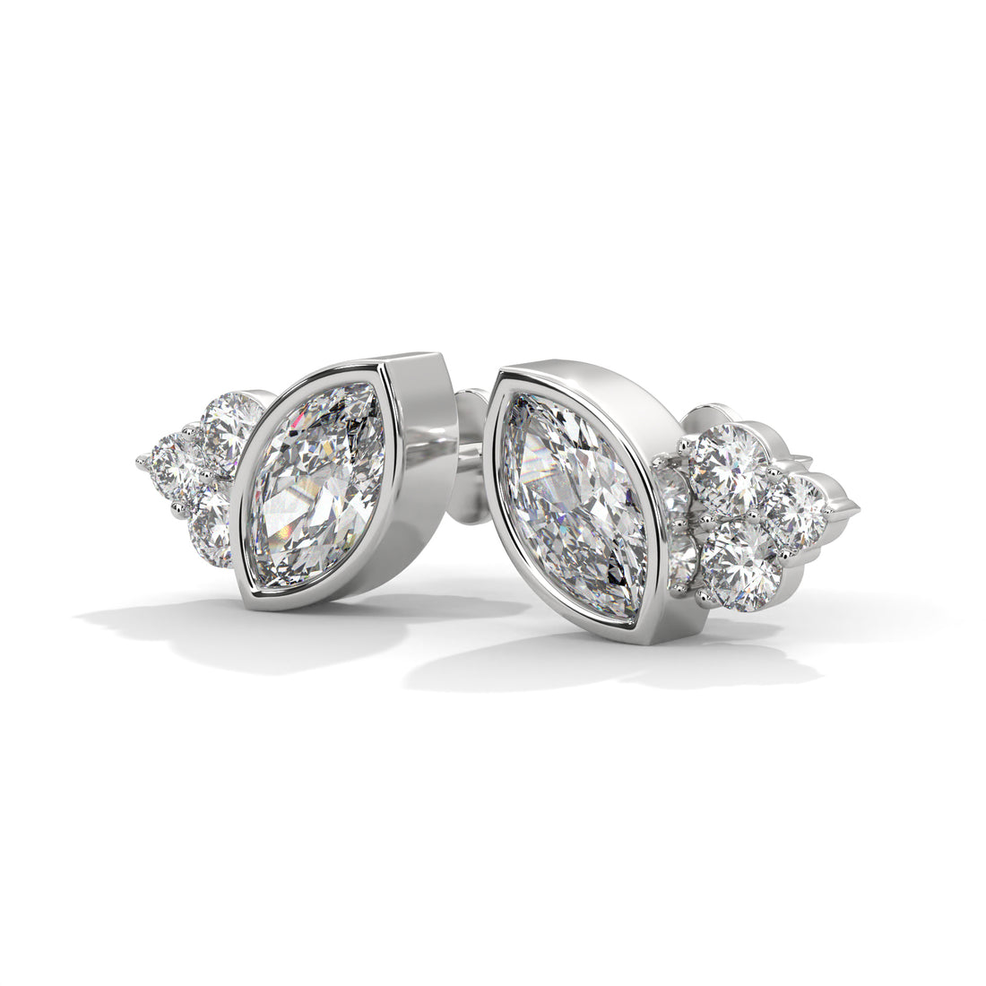 Pair of diamond earrings on a white background