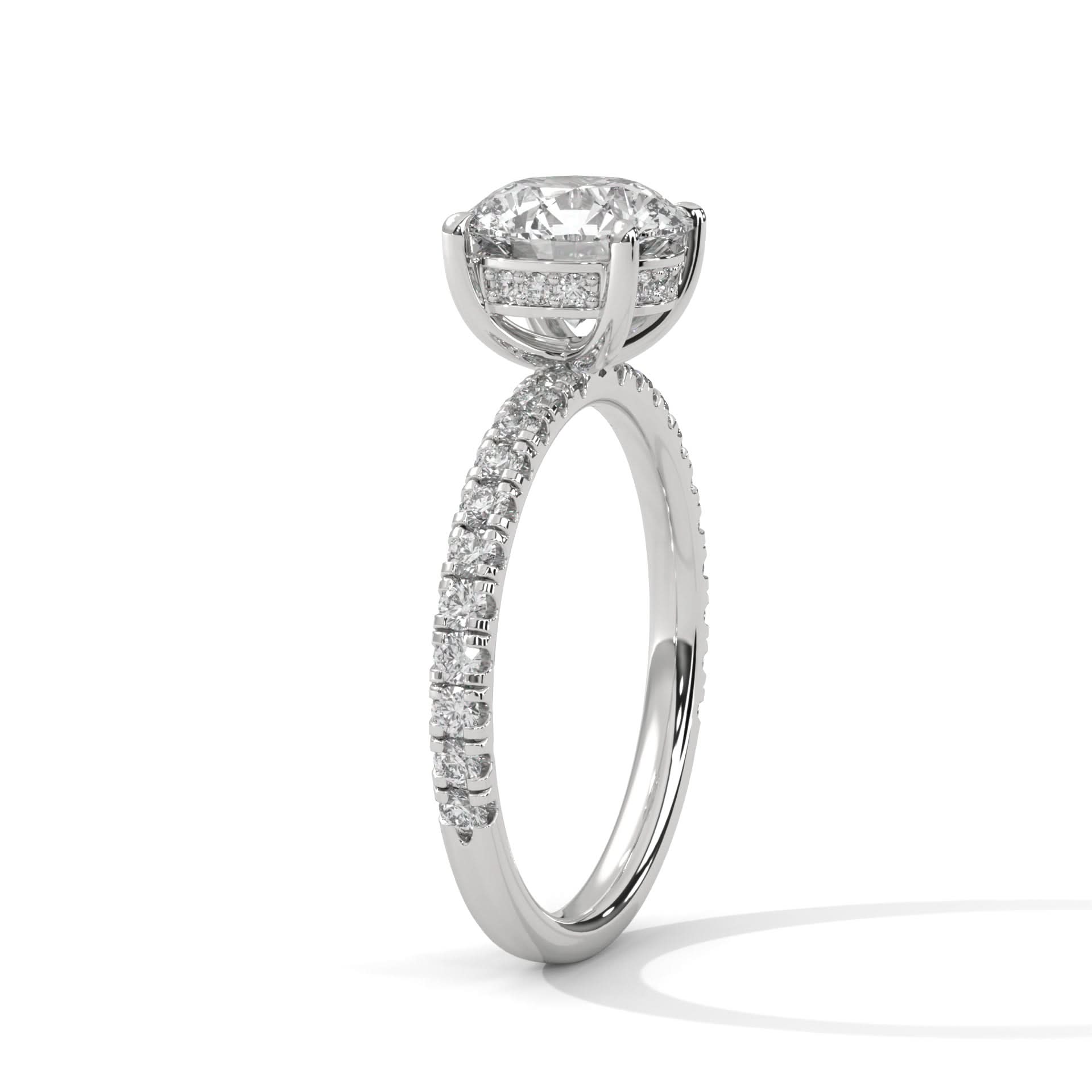 1 carat White gold pave solitaire ring