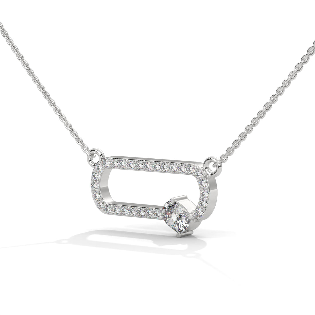 Silver necklace with a pendant on a white background