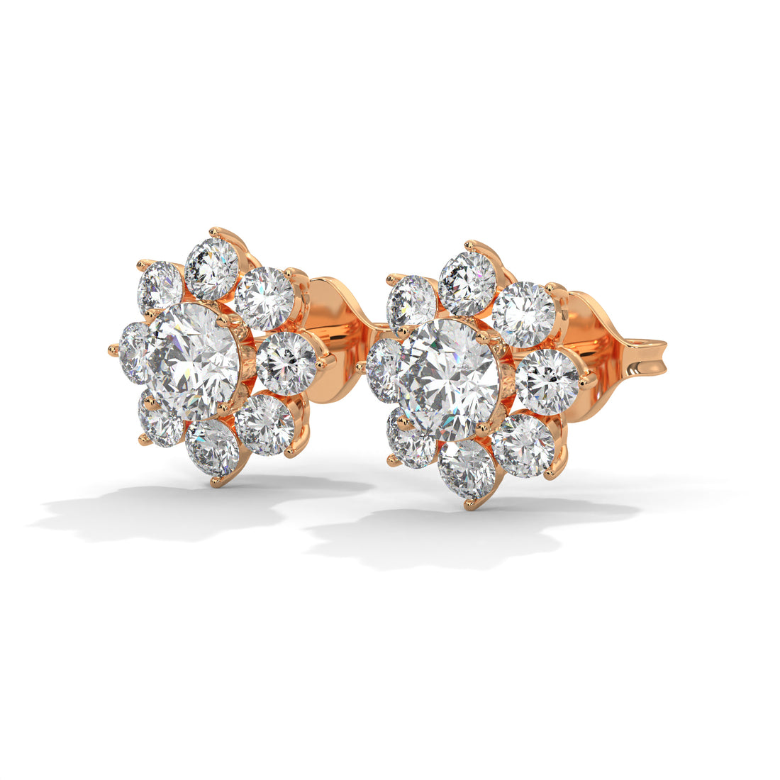 Sunburst Lab Gown Diamond Stud Earrings