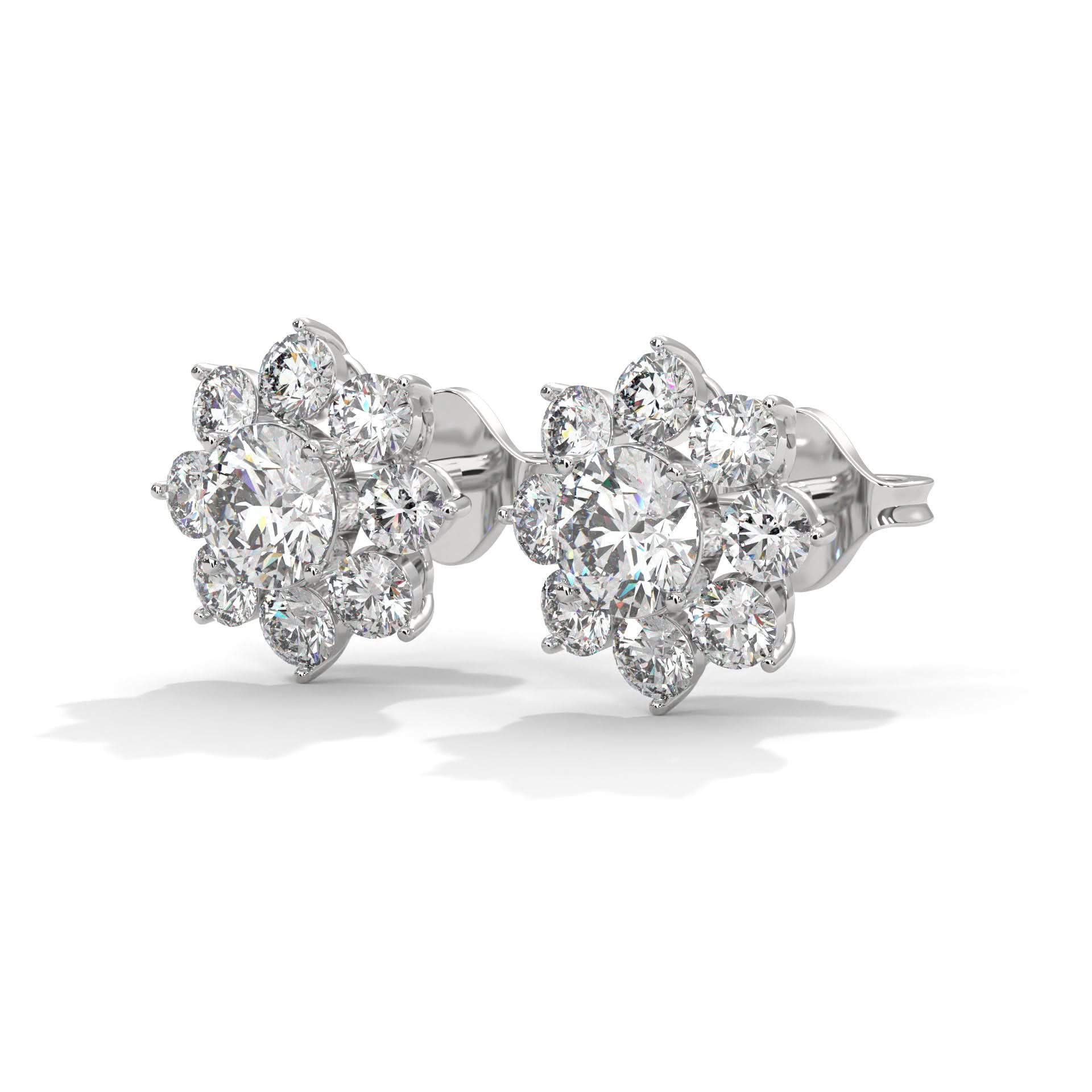 Sunburst Lab Gown Diamond Stud Earrings