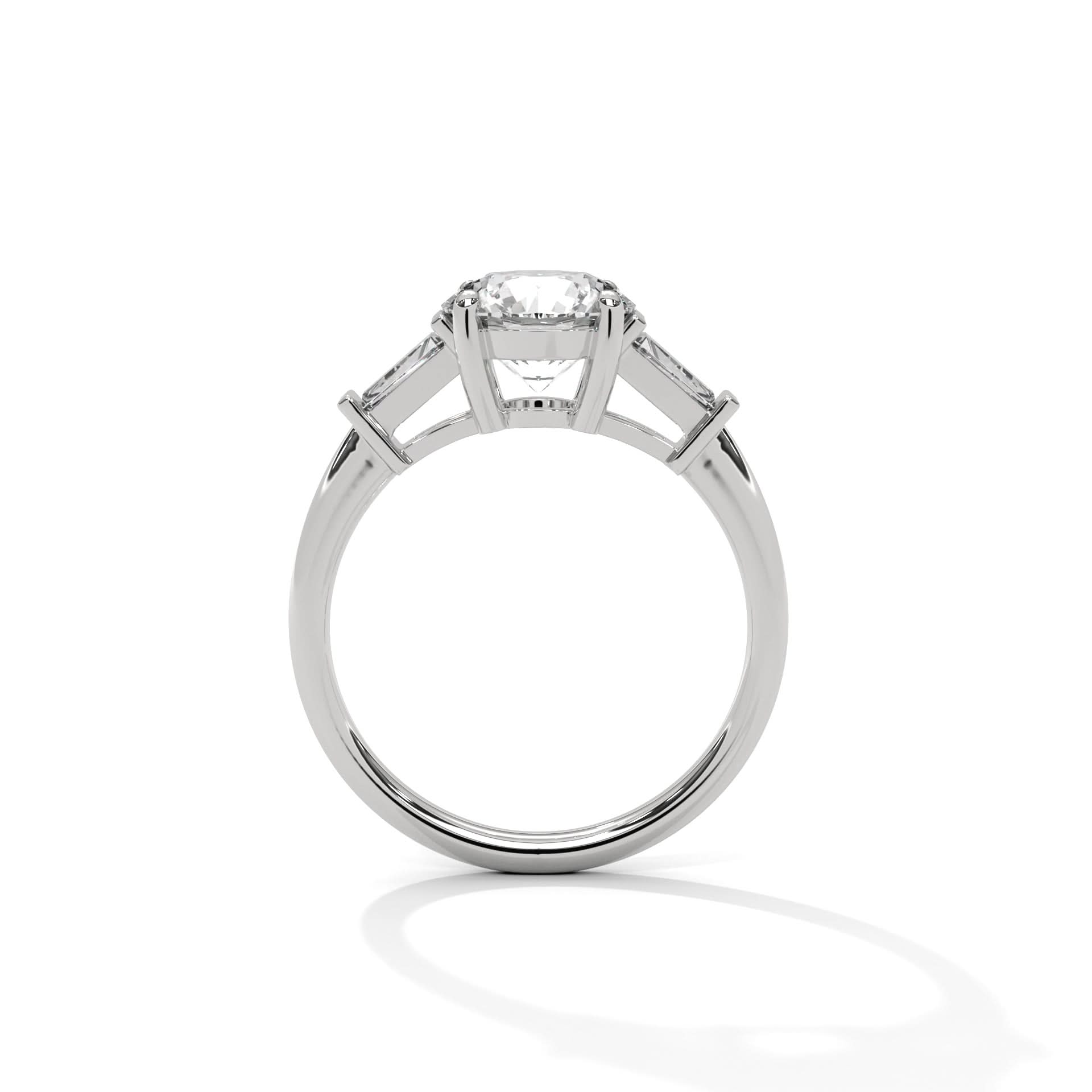 Silver ring with a diamond on a white background