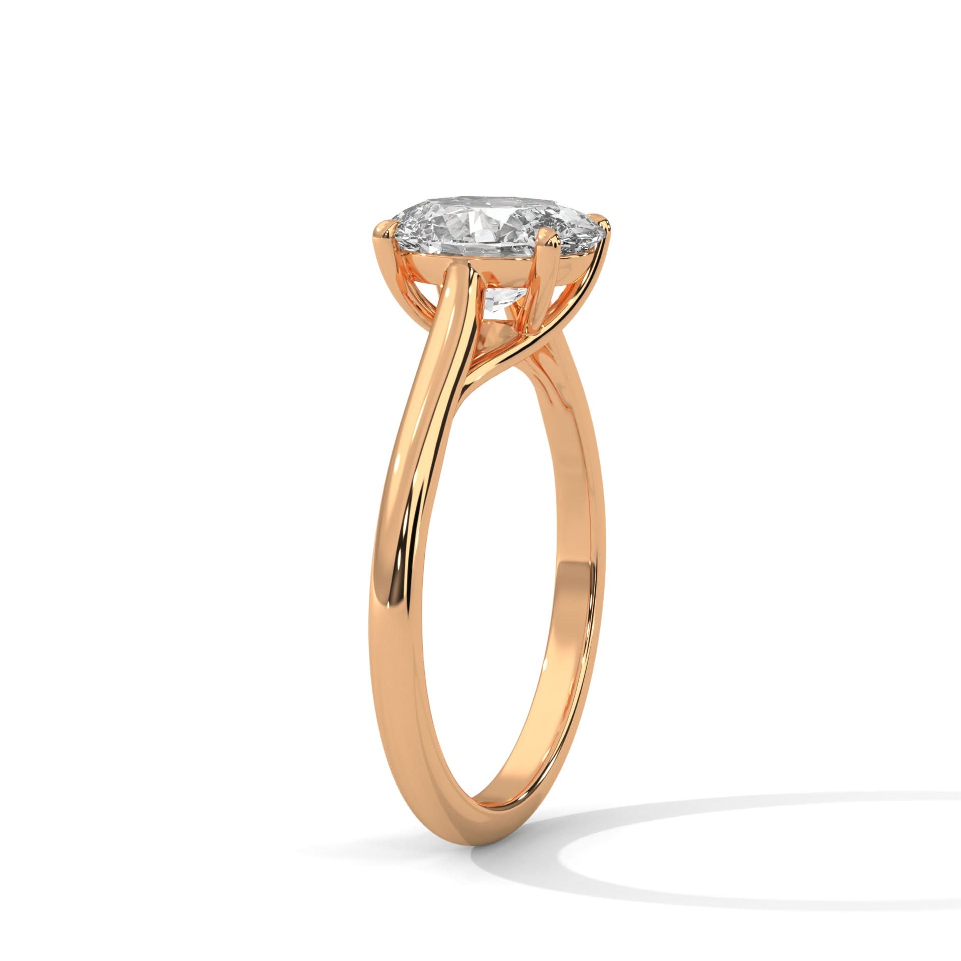 Rose gold ring with Oval lab diamond ring