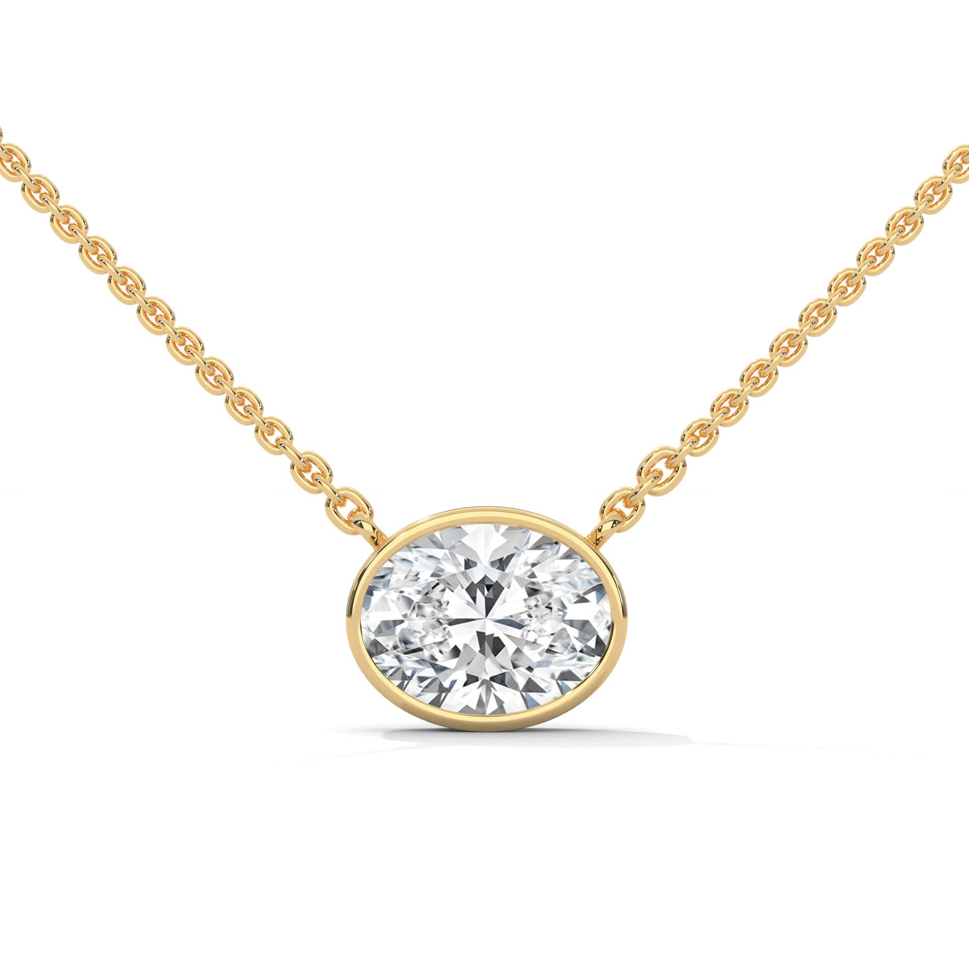 1 carat oval bezel diamond necklace