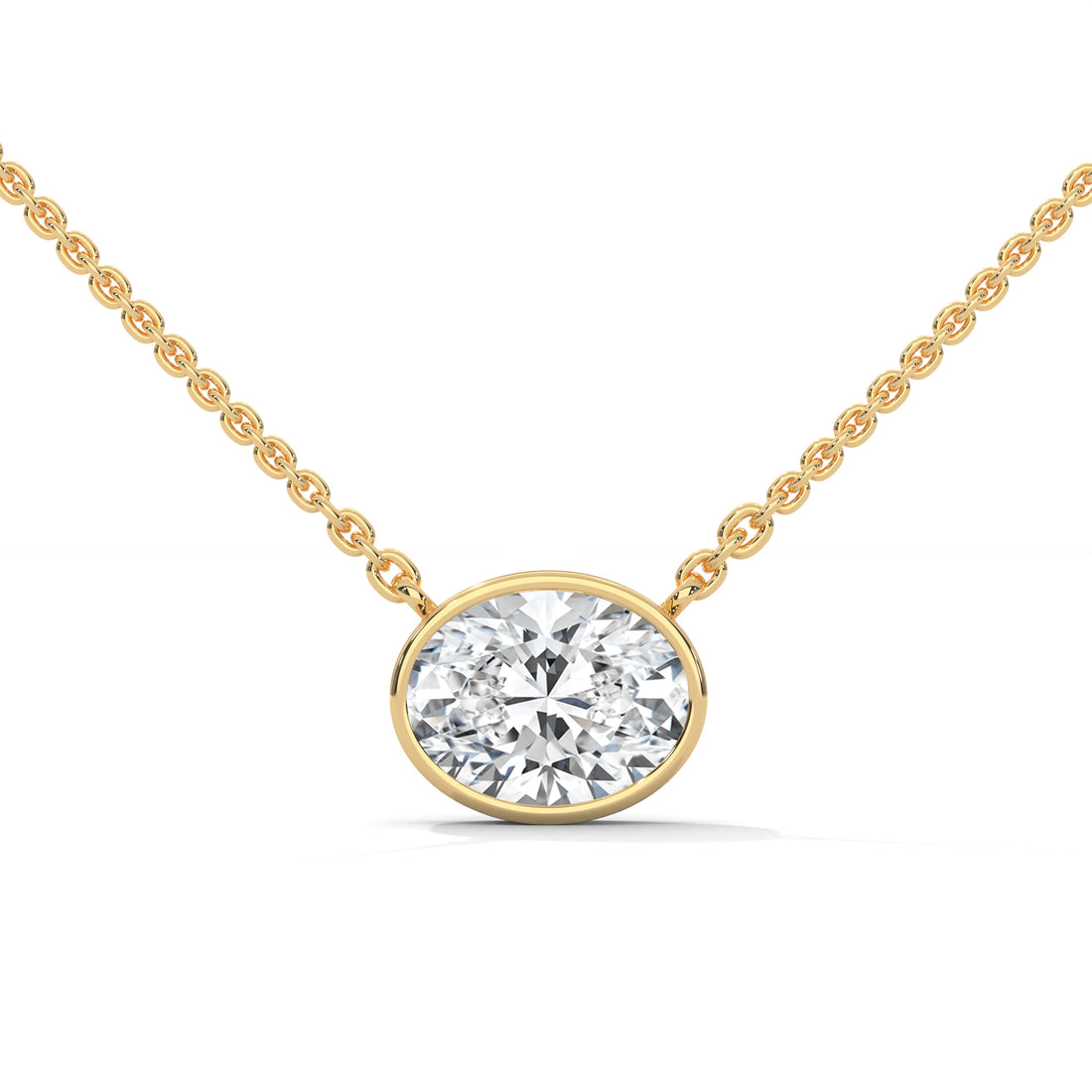1 carat oval bezel diamond necklace