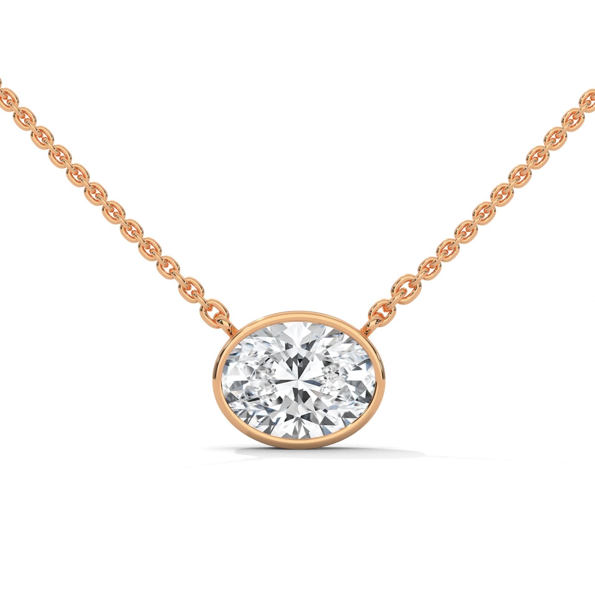 1 carat oval lab grown diamond necklace