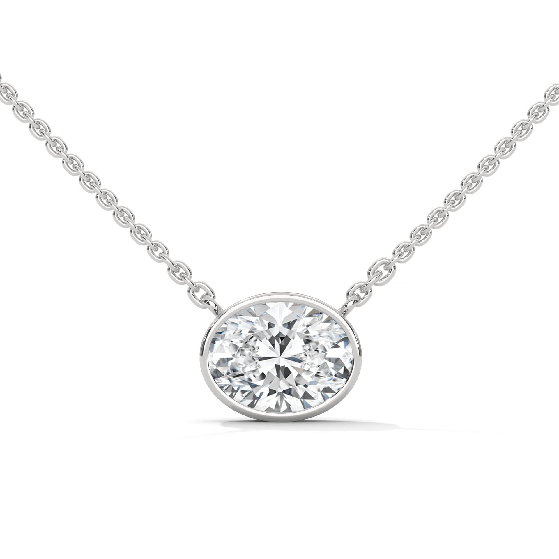 Oval Cut bezel la diamond necklace