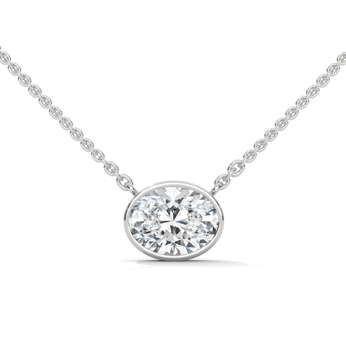 Oval Cut bezel la diamond necklace