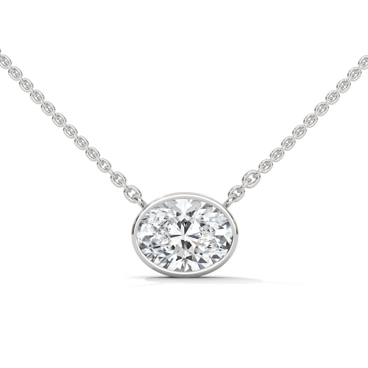 Oval Cut bezel la diamond necklace