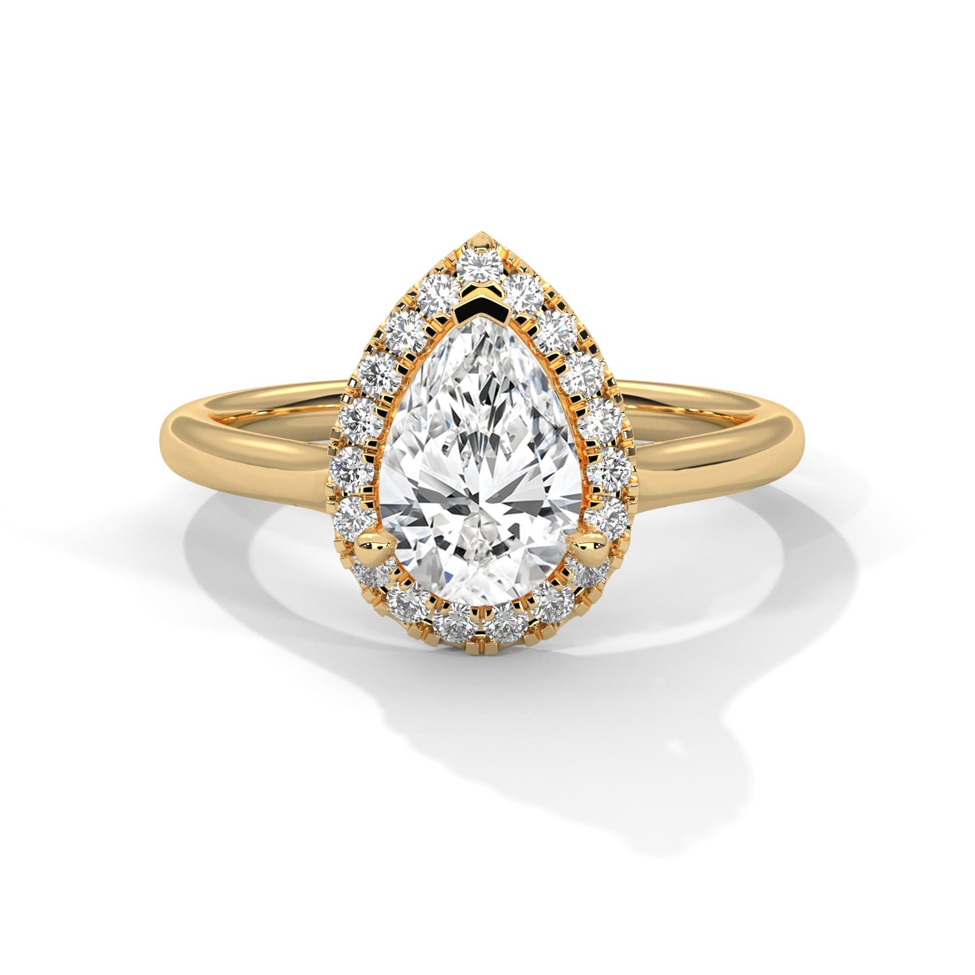 Pear Halo Gold engagement ring 
